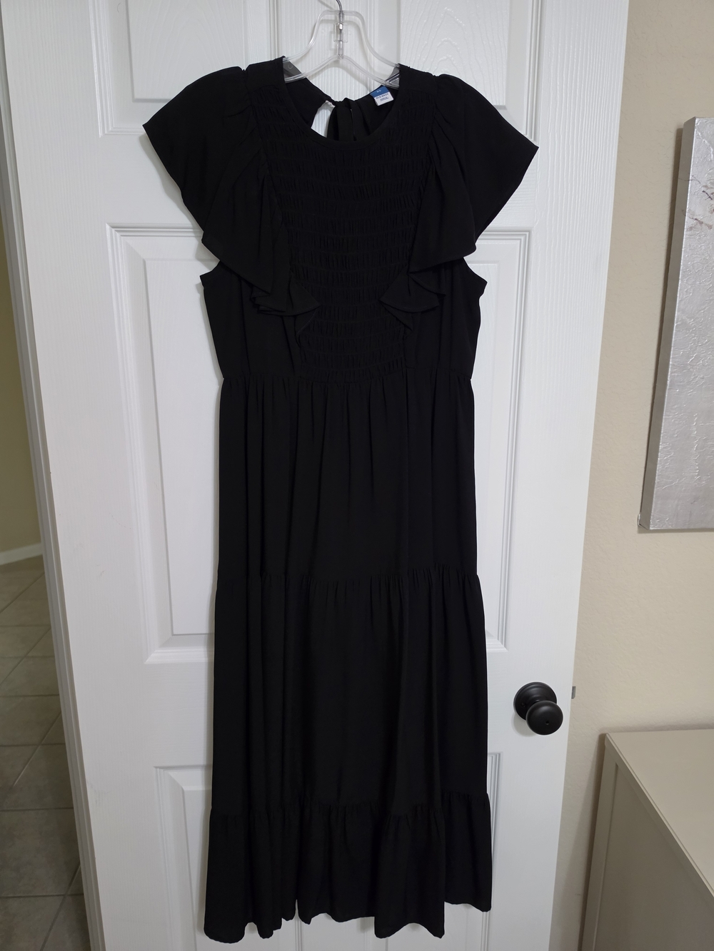 Old Navy Black Ruffle Sleeve Midi Dress